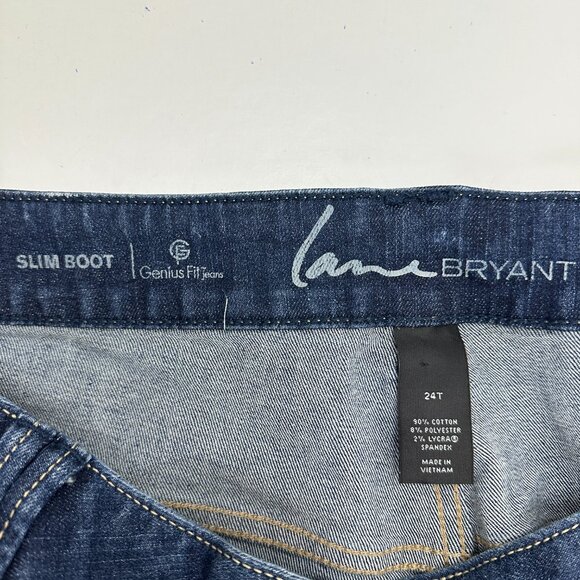 Lane Bryant Slim Boot Women's size 24 Tall Dark Wash Blue Denim jeans - Picture 3 of 4